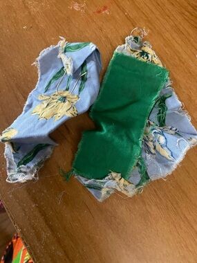 Green & Light Blue Floral Fabric Drop Earrings